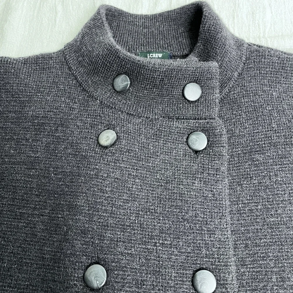 J. Crew Peacoat Women 1X Gray Wool Blend Double Breasted Vintage Dark Academia